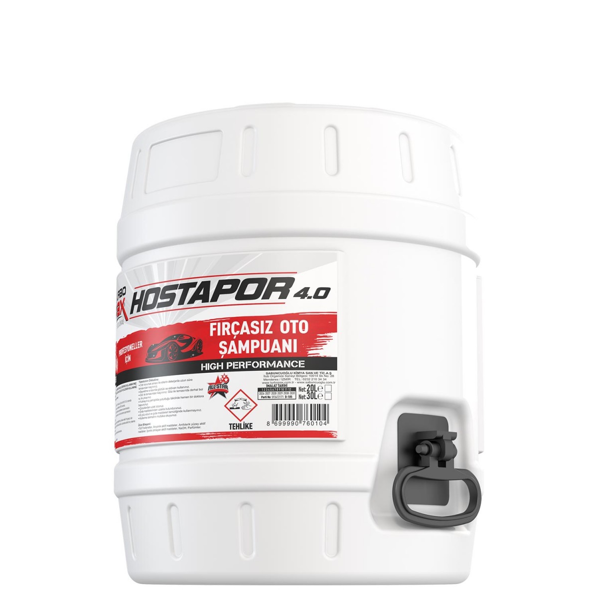 30 Kg HOSTAPOR 4.0 Fırçasız Yüksek Konsantre Oto Şampuanı 