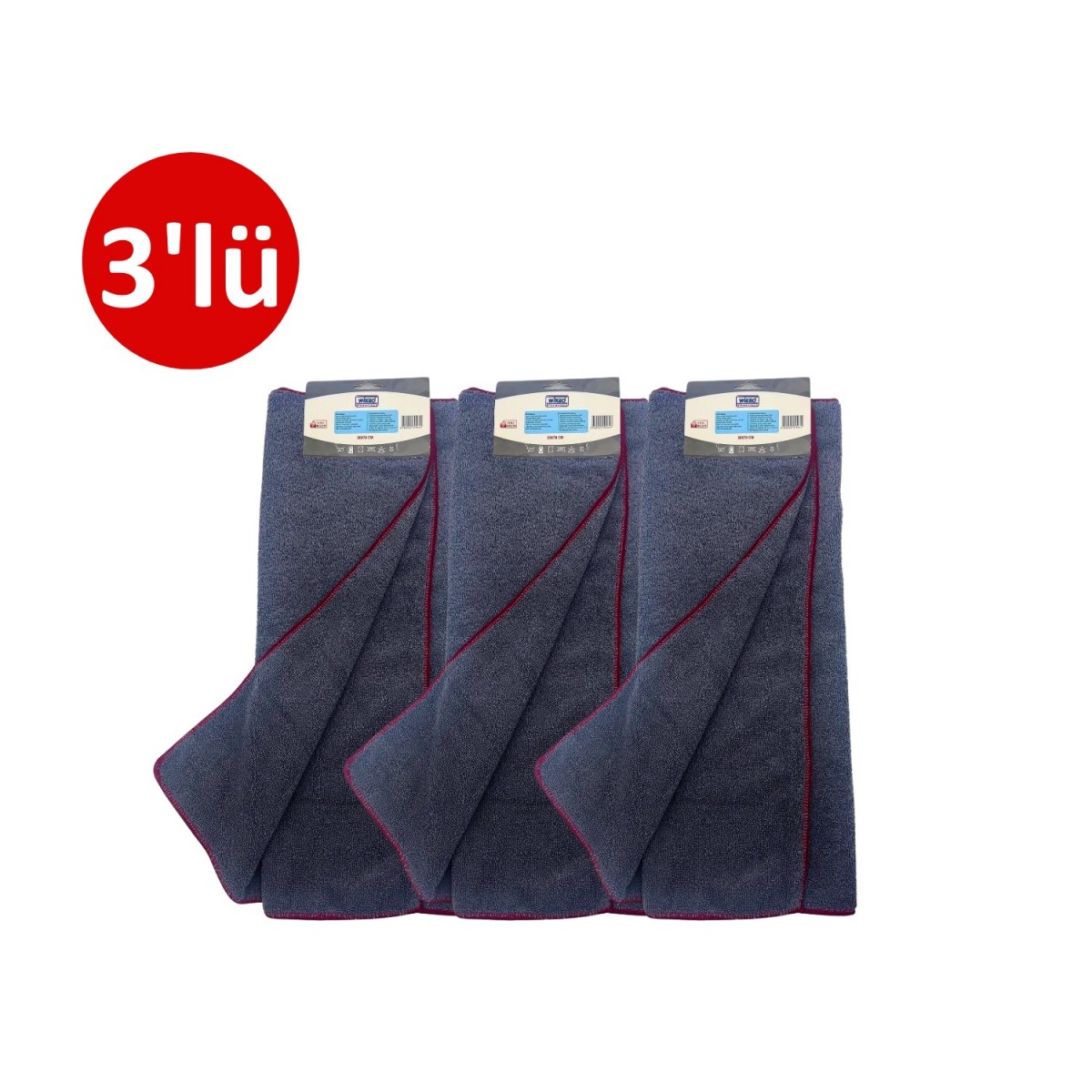 3'lü 50x70 Jumbo Profesyonel Mikrofiber Genel Temizlik Bezi