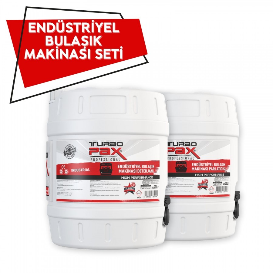 Endüstriyel Bulaşık Makinası Deterjanı ve Parlatıcı Seti 20 Kg