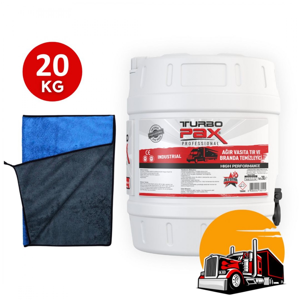 20 Kg Ağır Vasıta Tır & Branda Temizleyici Şampuan (1/60 Konsantre) & Mikrofiber Çift Taraflı Zebra Oto Yıkama Bezi 20 Kg Ağır Vasıta Tır & Branda Temizleyici Şampuan (1/60 Konsantre) & Mikrofiber Çift Taraflı Zebra Oto Yıkama Bezi